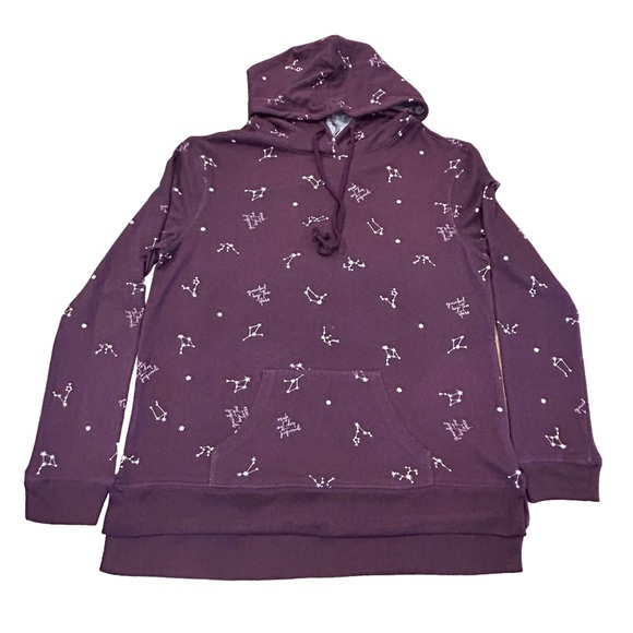 Mighty Fine Constellation Galaxy Purple Hoodie Sweatshirt NWOT M - Picture 2 of 10